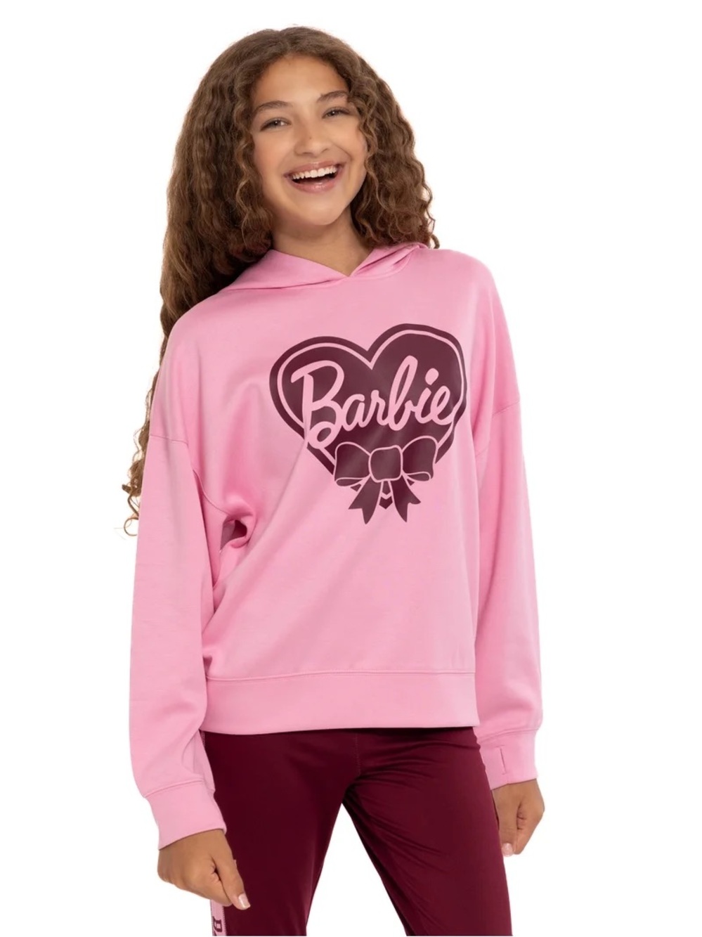 Mattel Barbie Pink Logo Hoodie Sweatshirt Size 7/8